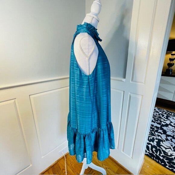 NWT Belle Badgley Mischka Willa Halter Ruffled Tiered Mini Dress 8 - Picture 5 of 9